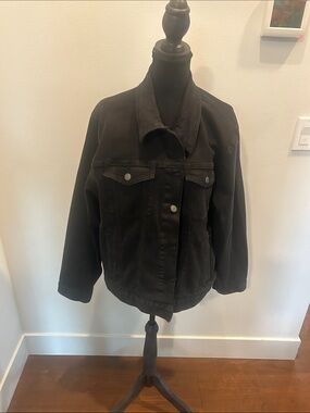 Time and Tru Black Denim Jacket - Button Front